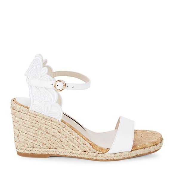 NEW Sophia Webster Floral Embroidered Woven Metallic Jute Wedge Heel Ankle Strap - Picture 3 of 6